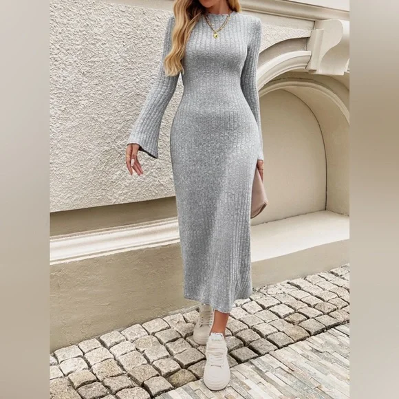 Long sleeve midi dress green - Picture 9 of 15